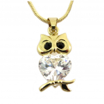 Les Tr&eacute;sors De Lily [P7601] - Collier Cr&eacute;ateur 'Chouette' blanc dor&eacute; - 20x10 mm balta