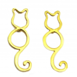Les Tr&eacute;sors De Lily [P7620] - Boucles Acier 'Chat' dor&eacute; - 20x6 mm auksas