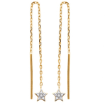 Les Tr&eacute;sors De Lily [Q8938] - Boucles Plaqu&eacute; Or 'Une Etoile est N&eacute;e' blanc dor&eacute; - 5 cm- 5 mm