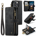 &bdquo;CaseMe Flip&ldquo; odinis telefono dėklas, skirtas &bdquo;iPhone 11 12 13 14 15 Pro Max XS XR X SE 2022 8 7 Samsung S23 Plus S22 S21 FE S20 Note 20&ldquo; su užtrauktuku užtraukiamas piniginės kortelės dangtelis iPhone 11
