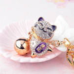 Mielas kri&scaron;tolo raktų pakabukas lydinio Big Bell Kalnų kri&scaron;tolas japoni&scaron;kas Lucky Cat automobilio raktų pakabukas