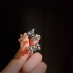 ANENJERY Blizgantis cirkonio lankelis atviras žiedas moterims I&scaron;skirtiniai korėjieti&scaron;ki mados aksesuarai Resizable sidabras