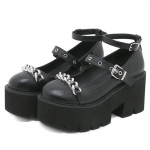 Lolita Shoes Mary Jane apvalios pir&scaron;tinės stambiakulniai platforminiai pompos moterims su grandinėle plius dydžio laisvalaikio avalynė, patogi