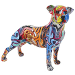 Les Tr&eacute;sors De Lily [A1356] - Figurine r&eacute;sine 'Chien Graffiti' multicolore - 23x28 cm