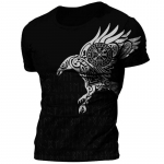 Retro Viking Tattoo 3D Print Vyri&scaron;ki mar&scaron;kinėliai Vasaros Viking Odin Crew Kaklo laisvi trumpomis rankovėmis Kasdieniai vir&scaron;utiniai mar&scaron;kinėliai mar&scaron;kinėliai Dideli mar&scaron;kinėliai XL