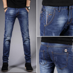 Vyri&scaron;ki džinsai Laisvalaikio vyri&scaron;ki džinsai Elastinės Slim Fit kelnės Korėjieti&scaron;kos mados kelnės 34
