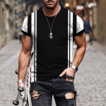 Vasaros mados gaminiai Vyri&scaron;ki mar&scaron;kinėliai 3D Print Street Fashion Stripe Plaid Mar&scaron;kinėliai Vasaros Auk&scaron;tos kokybės Kvėpuojantis Super Topas XS