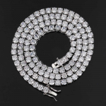 Papuo&scaron;alai &bdquo;Iced Out&ldquo; teniso grandinėlė, vyri&scaron;ki deimantiniai kubiniai cirkonio kaklo karoliai, moteri&scaron;ki Width 5mm +Chain 60cm