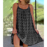 Moteri&scaron;ki madingi drabužiai Laisvalaikio vasarinė suknelė be rankovių su V formos i&scaron;kirpte moteriai gėlėmis margintos paplūdimio suknelės Moteri&scaron;kos laisvos mini vakarėlio sijonas plius dydis 4XL juoda