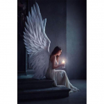 Angelas Melskis &Scaron;audymas Menas Drobė Tapyba Sienų dekoravimas Mergina laikanti žvakę Plakatas Gyvenamasis kambarys Estetinis namų dekoravimas Cuadros 21*30cm