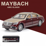 1:24 mastelio Benz S600 lydinio prabangus automobilio modelis, metalinės žaislinės transporto priemonės, automobilio modelis su puikiu modeliavimo garsu ir lengva dovana vaikams 1/24-21x8.5x6cm raudona/auksas