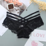 Seksualios kelnaitės Moteri&scaron;ki Žemi apatiniai Moteri&scaron;ki kryžminiai apatiniai apatiniai Nėriniai G String String 75 one size juoda