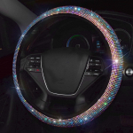 37&ndash;39 cm &bdquo;Bling Red Diamond&ldquo; automobilio vairo dangtelis, skirtas merginoms, universalūs rožiniai automobilių interjero dekoravimo stiliaus priedai