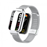Metalinis dirželis skirtas Xiaomi Mi Band 8 pro Apyrankės apyrankė Xiomi Mi band 8pro laikrodžio apyrankei Metalo nerūdijančio plieno dėklo apsauga sidabras