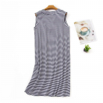 Dryžuota liemenė Suknelė Pižama Moteri&scaron;ka Medvilnė Didelio Dydžio Vasaros Korėjos Stiliaus Pagrindinis Klasikinis Laisvas Kasdienis Pra&scaron;matnus Rankovės Aprangos namuose tendencija M mėlyna