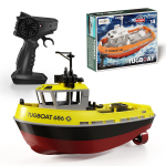 RC Tugboat 2,4G nuotolinio valdymo laivas su dviejų variklių galia, proporcingai reguliuojamas vairas, sandari, vandeniui atspari konstrukcija geltona