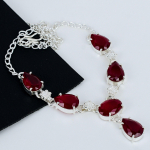 Raudono rubino brangakmenio rankų darbo 925 sterlingų sidabro karoliai Raudono rubino brangakmenio papuo&scaron;alų karoliai moterims Valentino dovanos moterims 18-20"