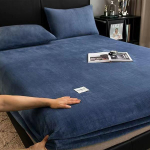 1vnt flanelinė lovatiesė su elastine juostele žiemai Mink&scaron;tos &scaron;iltos pilkos spalvos čiužinio užvalkalai King Size koralų vilnos lovatiesė 180x200 namų tekstilės patalynė Bed sheet (180x200x25cm) mėlyna