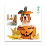 Helovino moliūgo tualeto lipdukas, vandeniui atsparus, lipnus, stipriai lipnus, ry&scaron;kių spalvų, vonios kambario sienos lipdukas, tualeto dangčio dekoras, lipdukas Dog