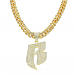 European and American hip-hop style full of diamond letter B pendant necklace men's punk style Cuban chain accessories personality accessories