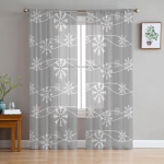 Žiemos snaigės Pilkas fonas Permatomos užuolaidos vaikams Miegamasis Svetainė Voile Užuolaidos Kalėdinės Virtuvės Tiulio užuolaidos 135W x 213H(cm)