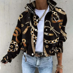 Moteri&scaron;ka trumpa striukė su spaudiniais XS juoda