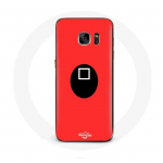 Coque pour Samsung Galaxy S7 Edge Squid Game masque carr&eacute; fond rouge
