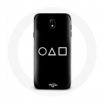 Coque pour Samsung Galaxy S5 Squid Game logo symboles cercle carre triangle Fond Noir