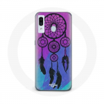 Coque pour Samsung Galaxy A20e Attrape R&ecirc;ve Noir Fond Bleu et Violet