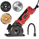 580 W 3700 RPM Mini diskinis pjūklas su laidu 4,8 A elektrinis kompakti&scaron;kas diskinis pjūklas su lazerine kreipimo skale JP Plug raudona