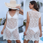 Moteri&scaron;ka rai&scaron;teliu dirželiu uždengiama Suknelė laisvesnė paplūdimio suknelė Seksuali V formos kaklo batwing trumpomis rankovėmis One Size balta