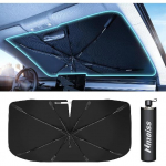 [2024 Upgrade] Nmoiss Windshield Sun Shade Umbrella for Car - [Newest Vinyl Coating] Protect Car from Sun Rays & Heat Damage Keep Cool and