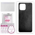 apgo Protective Skin Sticker for the back compatible with Oukitel C21 Pro, Wrap Film, Foil, Vinyl - Pattern Black Leather