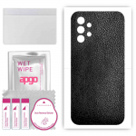 apgo Protective Skin Sticker for the back compatible with Samsung Galaxy A13, Wrap Film, Foil, Vinyl - Pattern Black Leather