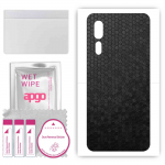 apgo Protective Skin Sticker for the back compatible with ZTE Axon 10 Pro, Wrap Film, Foil, Vinyl - Pattern Black Honeycomb