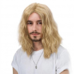 Vyri&scaron;ki perukai Galvos apdangalai Garbanoti &Scaron;viesūs Vintažiniai Pečių ilgio Gražus kukurūzų Permė Cheminio pluo&scaron;to komplektas su visa galva Mink&scaron;tas natūralus plaukų priauginimas Cosplay Performance auksinė