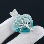 Akvamarino gyvybės medžio pakabukas 925 sterlingų sidabro viela apvyniotas pakabukas akvamarino pakabukas brangakmenių rankų darbo pakabukas karoliai dovanai 2.36