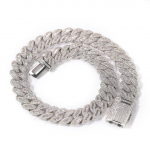 16 mm Kubos Link grandinės karoliai Prabangūs Majamio Kubos grandinėlė vyrams Baguette kubinio cirkonio karoliai Hip Hop papuo&scaron;alai 16in necklace sidabras