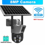 4K 8MP dviejų lę&scaron;ių saulės kamera Lauko apsaugos WiFi stebėjimo kameros su saulės kolektoriumi PIR žmogaus aptikimo PTZ CCTV kamera