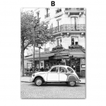 Drobės tapyba Juoda Balta Paryžius Rank&scaron;luostis Kavinė Parduotuvė Vintažinis Automobilis Plakatai Spaudiniai Skandinavi&scaron;kas Sienų Menas Paveikslai Svetainė Namų Dekoravimas 40X60cm No Frame