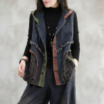 FiveFive Women S Fashion Džinsinė striukė su gobtuvu Kasdieninė džinsinė liemenė