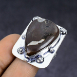 Mud Crack Fossil Gemstone 925 Sterling Silver gift Jewelry Ring Size 8 i5Q33