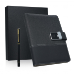 A5 Odinis Sąsiuvinys su Pir&scaron;to Atspaudo Užraktu ir 16GB Didelės Spartos USB Atmintine, Linijuotas Dienora&scaron;tis-Planuoklis juoda