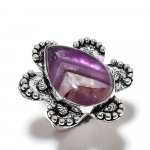 Natural Sage Amethyst Gemstone Handmade 925 Sterling Silver Ring Size 6 z6u20