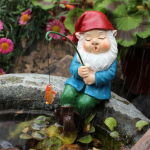 Lauko ornamento nyk&scaron;tuko žvejybos nyk&scaron;tuko statula lauko sodo dekoravimui, nerūdijanti dervos skulptūra kiemo kriokliams moterims įvairiaspalvis