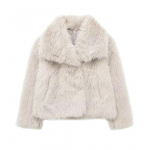 Metalinės spalvos blizgučiais austas &scaron;varkas moterims Laisvas stovimas apykaklės ilgomis rankovėmis paltas Rudens Žiemos Stilingi moteri&scaron;ki vir&scaron;utiniai drabužiai XS beveik baltos spalvos