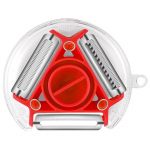 3 viename daugiafunkcinis besisukantis skustuvas peilis Vaisių skustukas Vaisių peilis trintuvas Buitinis bulvių skustukas Artefaktinis virtuvės įrankis raudona