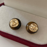 Natūralūs Tiger's Eye Stone Stud auskarai, paprastas dizainas, Niche One, dviejų ne&scaron;iojimų auskarai, literatūriniai ir retro Maillard auskarai.