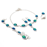 Natural Purple Triplet Opal Gemstone 925 Sterling Silver Jewelry Set z0r34