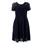 Moteri&scaron;kos vasaros mados vienspalvės nėriniuotos suknelės su kaklu, trumpomis rankovėmis, plona, ​​mini azijieti&scaron;ko dydžio suknelės sandėlyje L juoda